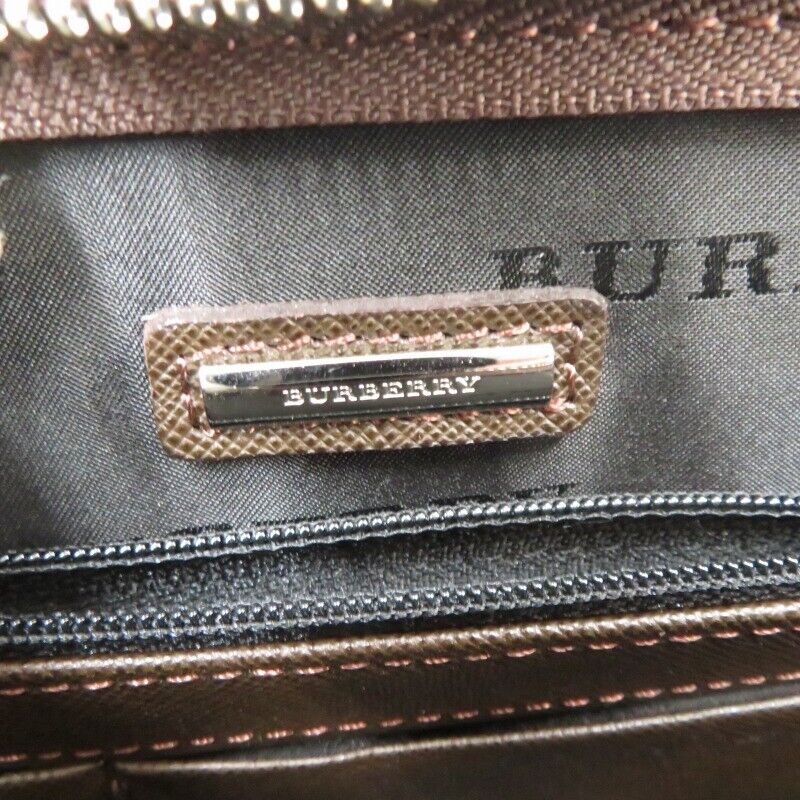 Burberry Clutch Bag Brown Plain Zipper Closure Good Condition