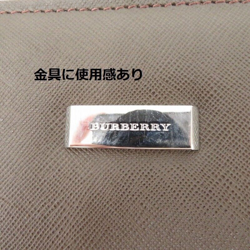 Burberry Clutch Bag Brown Plain Zipper Closure Good Condition