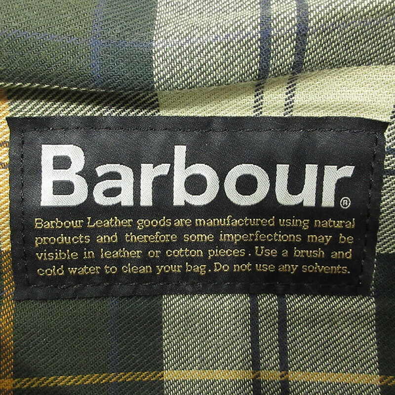 Barbour Shoulder Bag Waxed Leather  Inner Checked Brown Khaki Green