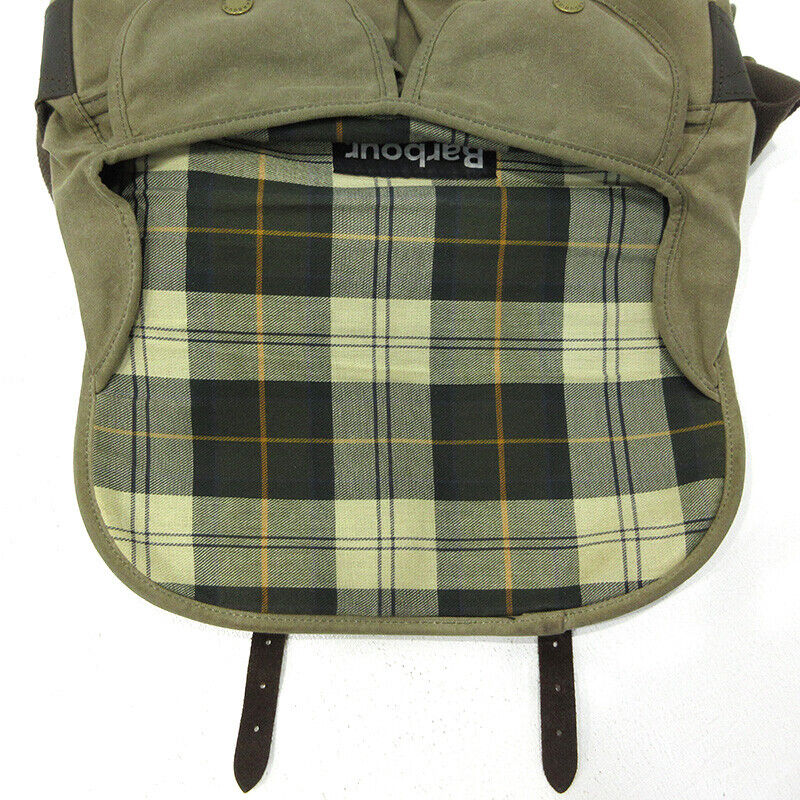 Barbour Shoulder Bag Waxed Leather  Inner Checked Brown Khaki Green