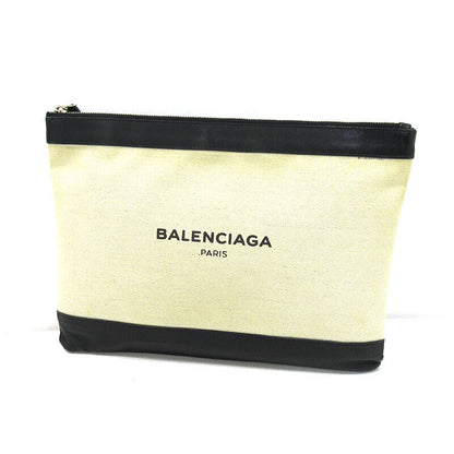 Balenciaga Navy Clip M Clutch Bag 420407 Off White Good Condition