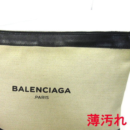 Balenciaga Navy Clip M Clutch Bag 420407 Off White Good Condition