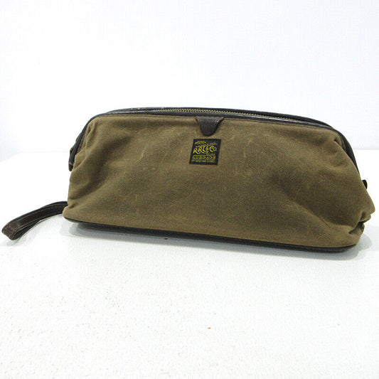 Ralph Lauren Clutch Bag Khaki Brown Zipper Closure