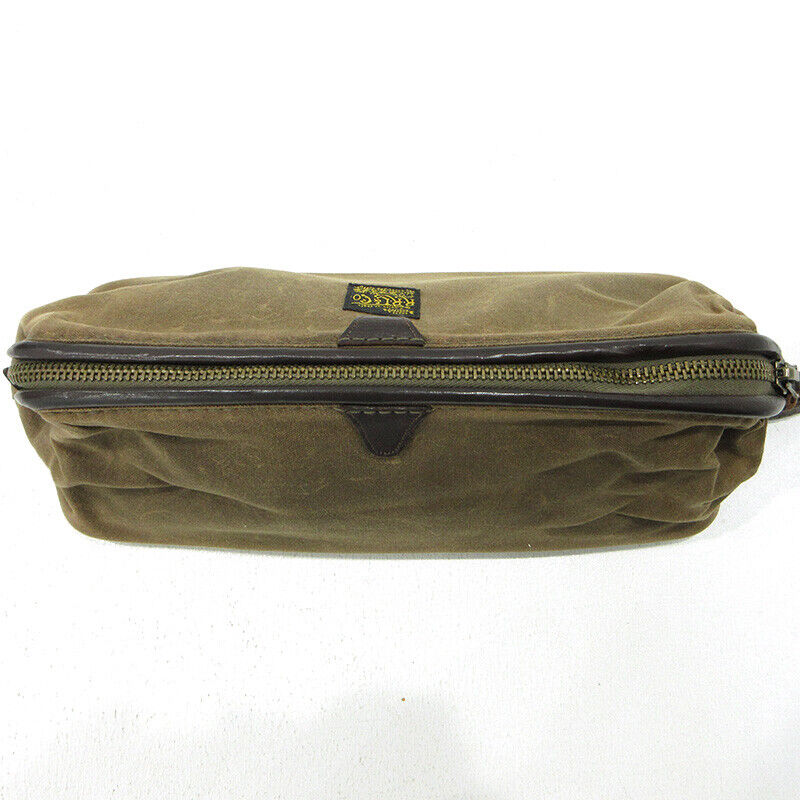 Ralph Lauren Clutch Bag Khaki Brown Zipper Closure