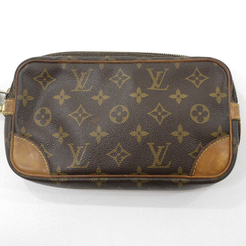 Louis Vuitton Monogram Marly Dragonne PM Clutch Bag Brown M51827