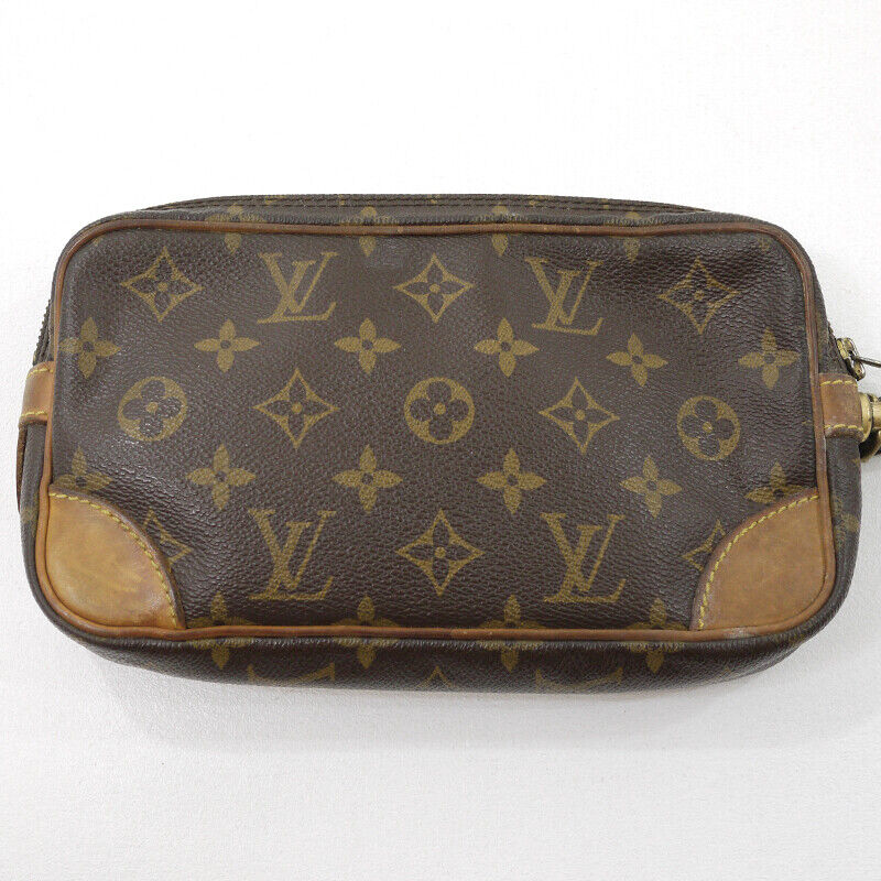 Louis Vuitton Monogram Marly Dragonne PM Clutch Bag Brown M51827