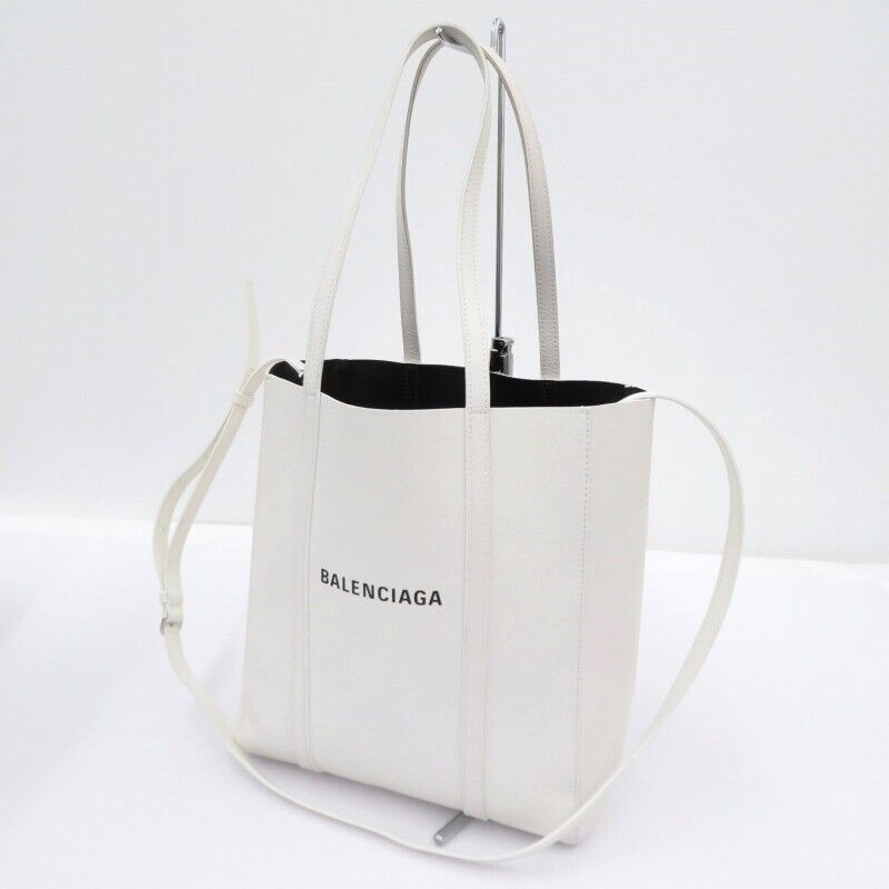 Balenciaga 551810 Everyday Tote Bag XS Shoulder White Logo Leather