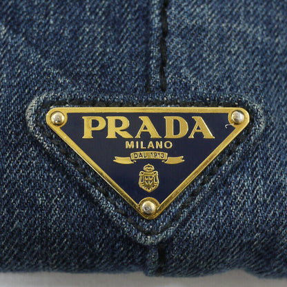 Prada Denim Canapa L Tote Bag Blue BN1872 Logo