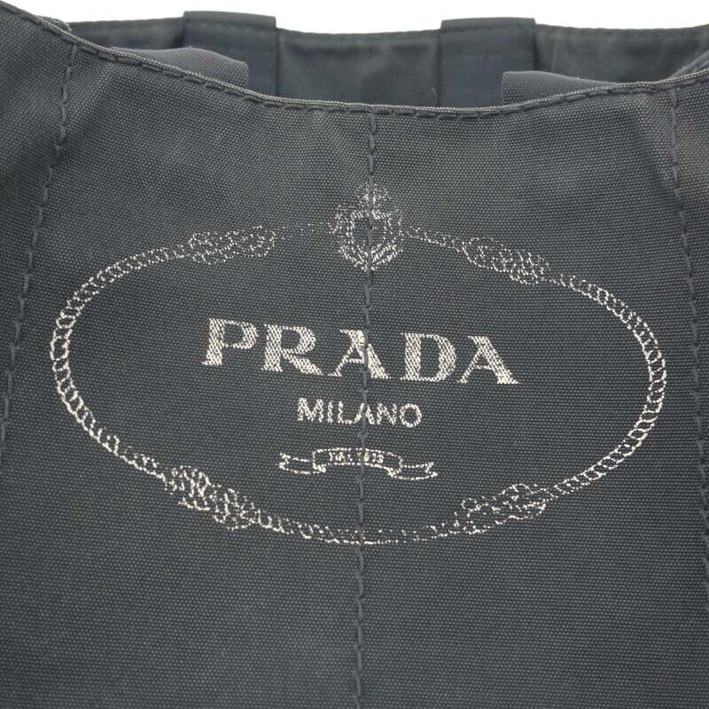 Prada Denim Canapa Large Tote Bag Logo Black