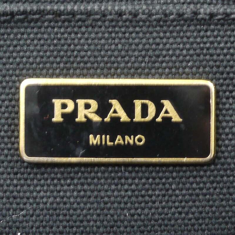 Prada Denim Canapa Large Tote Bag Logo Black