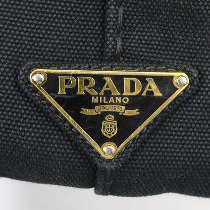 Prada Denim Canapa Large Tote Bag Logo Black