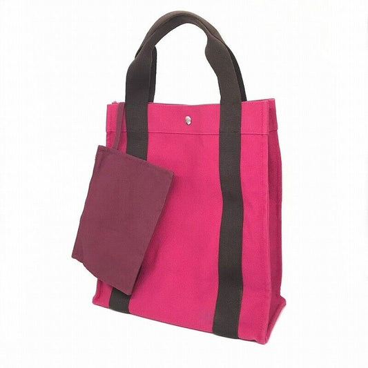 Hermes Sac De Brage Nomade PM Canvas Tote Bag Pink Good Condition