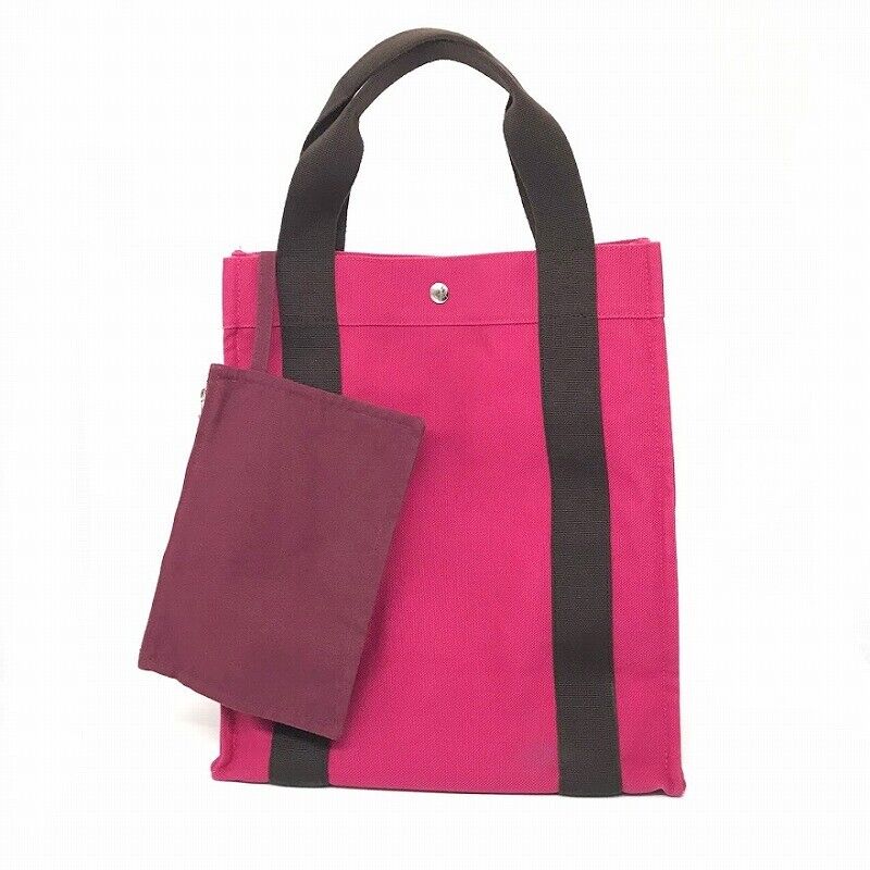 Hermes Sac De Brage Nomade PM Canvas Tote Bag Pink Good Condition