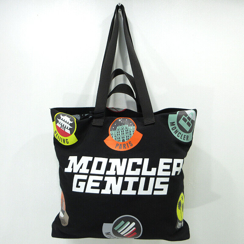 Moncler Genius Canvas Tote Bag Cotton Black Multicolor Logo 0G00041 M1952