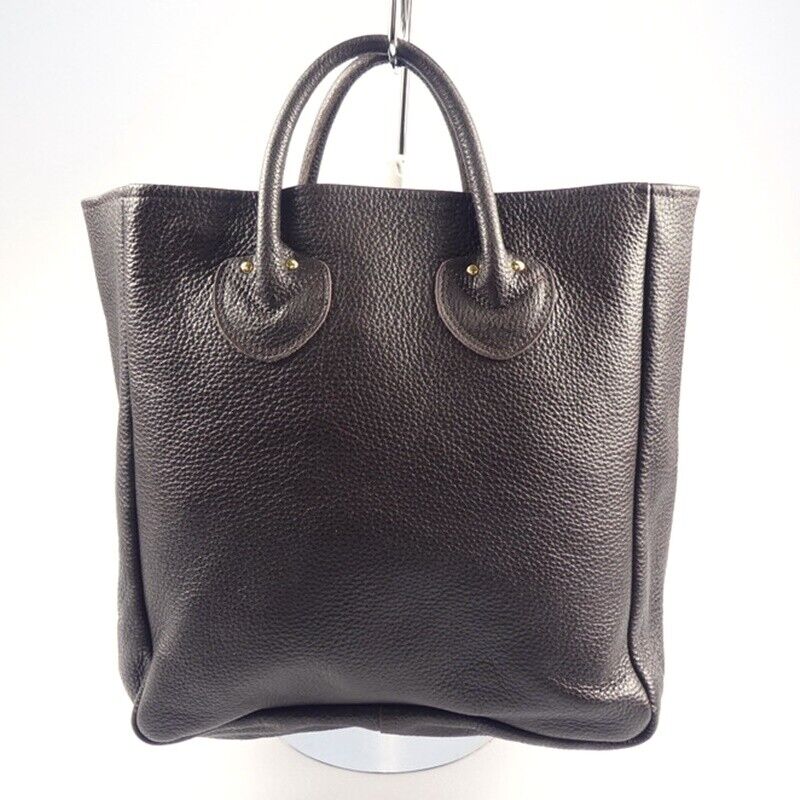 Young Olsen Bag Embossed Leather Tote M Brown Plain Excellent Condition