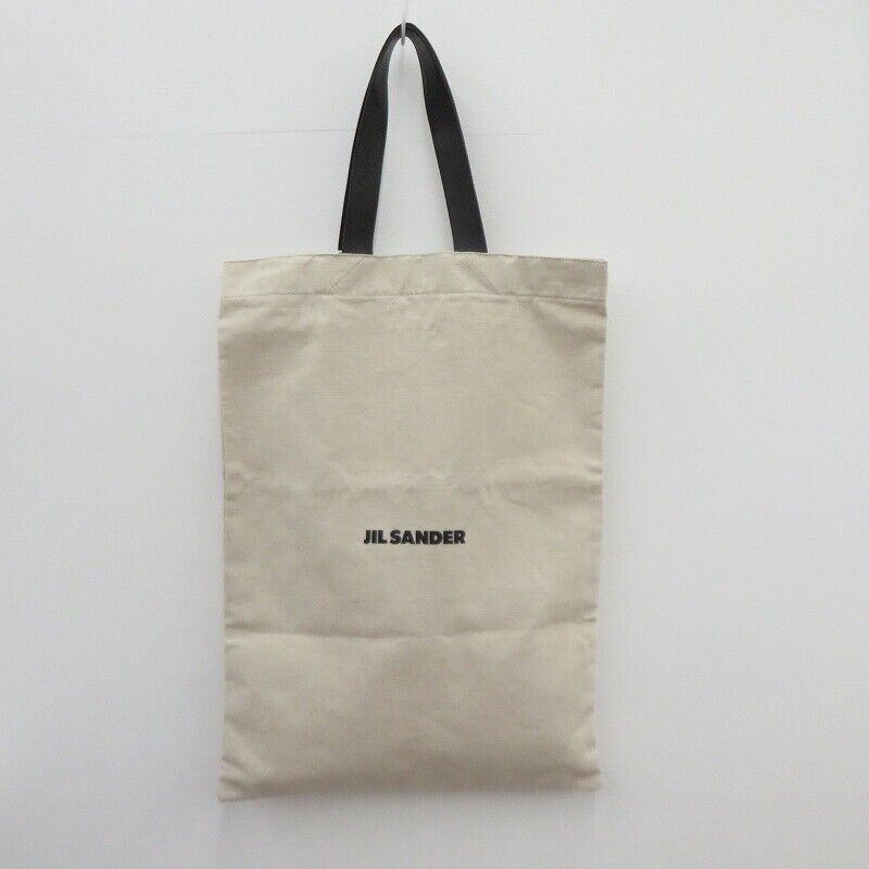 Jil Sander Flat Shopper Tote Bag	JSPT852122 Ivory Logo Excellent Condition