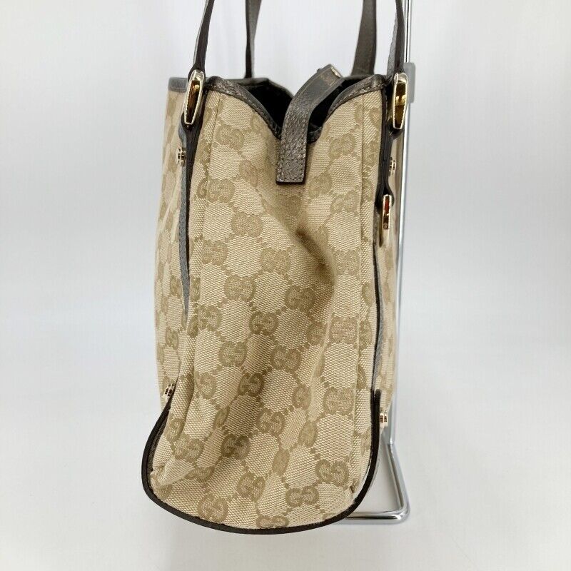 Gucci 130736 Abbey GG Canvas Tote Bag Beige Excellent Condition