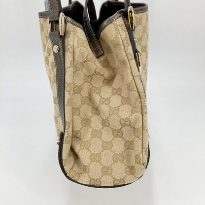 Gucci 130736 Abbey GG Canvas Tote Bag Beige Excellent Condition