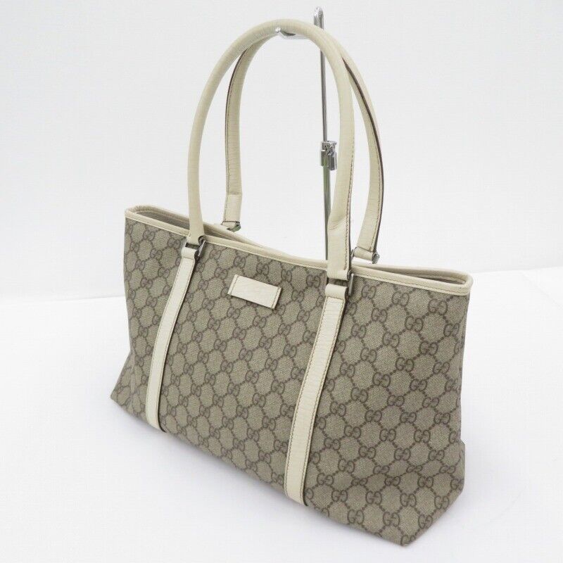 Gucci 114595 GG Supreme Tote Bag Beige Allover Pattern Good Condition