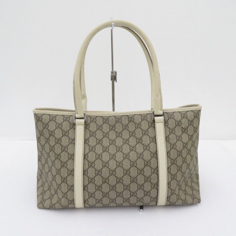 Gucci 114595 GG Supreme Tote Bag Beige Allover Pattern Good Condition