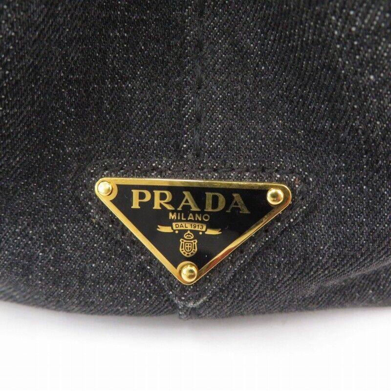 Prada Kanapa Mini 2way Bag 1BG439 Denim Gray Logo Good Condition