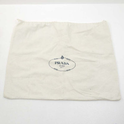 Prada Canapa M Canvas Tote Bag Yellow Logo Closure Open