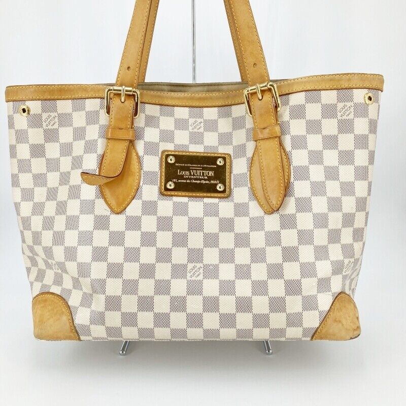 Louis Vuitton N51206 Damier Azur Hampstead MM Tote Bag White