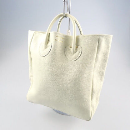 Young Olsen Embossed Leather Tote M Bag Ivory Near Mint