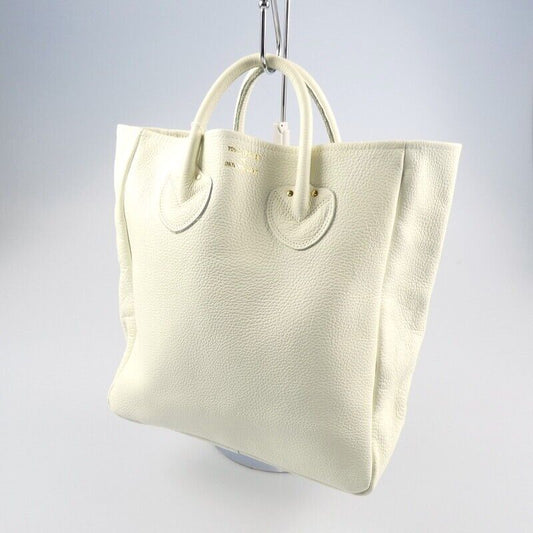 Young Olsen Embossed Leather Tote M Bag Ivory Near Mint