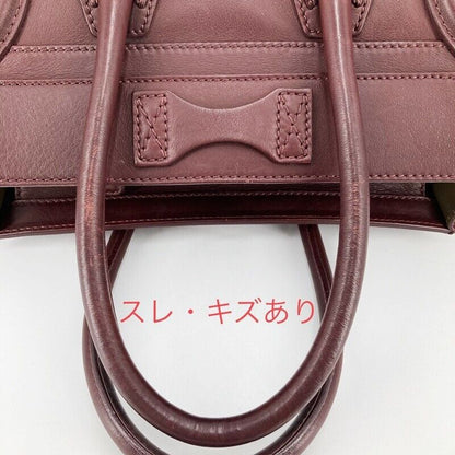 Celine 167793 Luggage Micro Shopper Tote Bag Bordeaux Good Condition