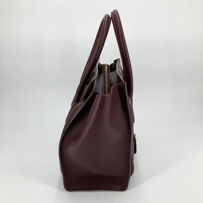 Celine 167793 Luggage Micro Shopper Tote Bag Bordeaux Good Condition