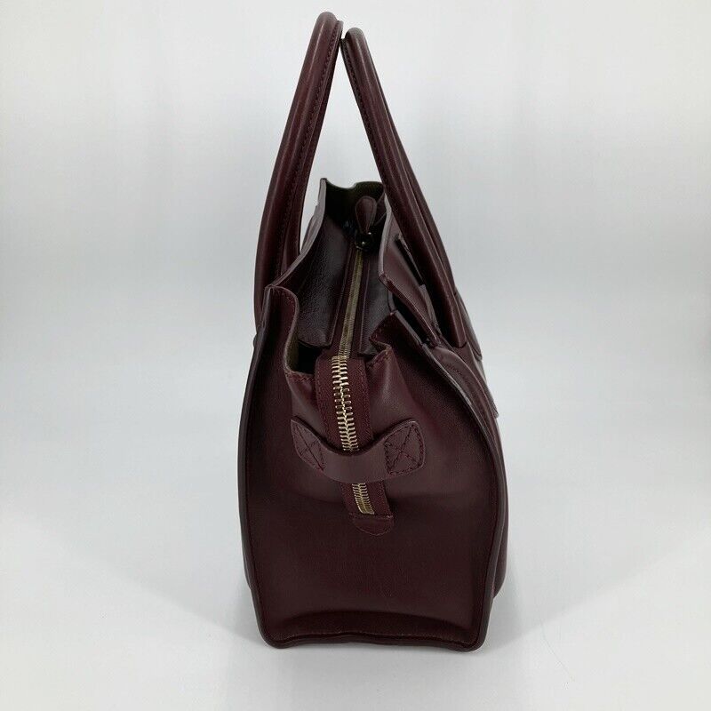 Celine 167793 Luggage Micro Shopper Tote Bag Bordeaux Good Condition