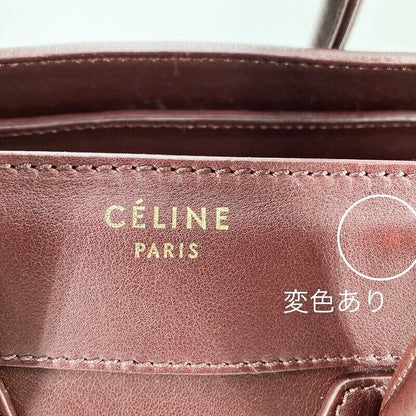 Celine 167793 Luggage Micro Shopper Tote Bag Bordeaux Good Condition