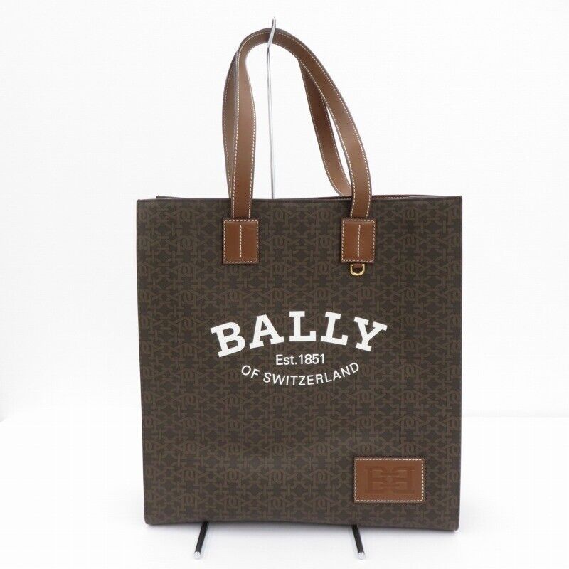 Bally Crystalia Tote Bag 341208111 Brown Logo Good Condition