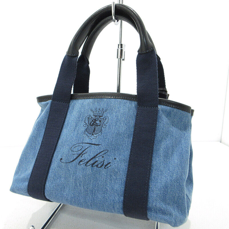 Felisi Denim Tote Bag 16 43DW06 Blue Logo Good Condition