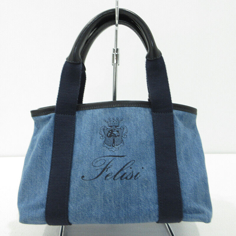 Felisi Denim Tote Bag 16 43DW06 Blue Logo Good Condition