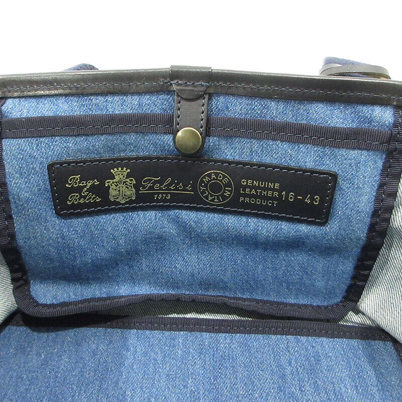 Felisi Denim Tote Bag 16 43DW06 Blue Logo Good Condition