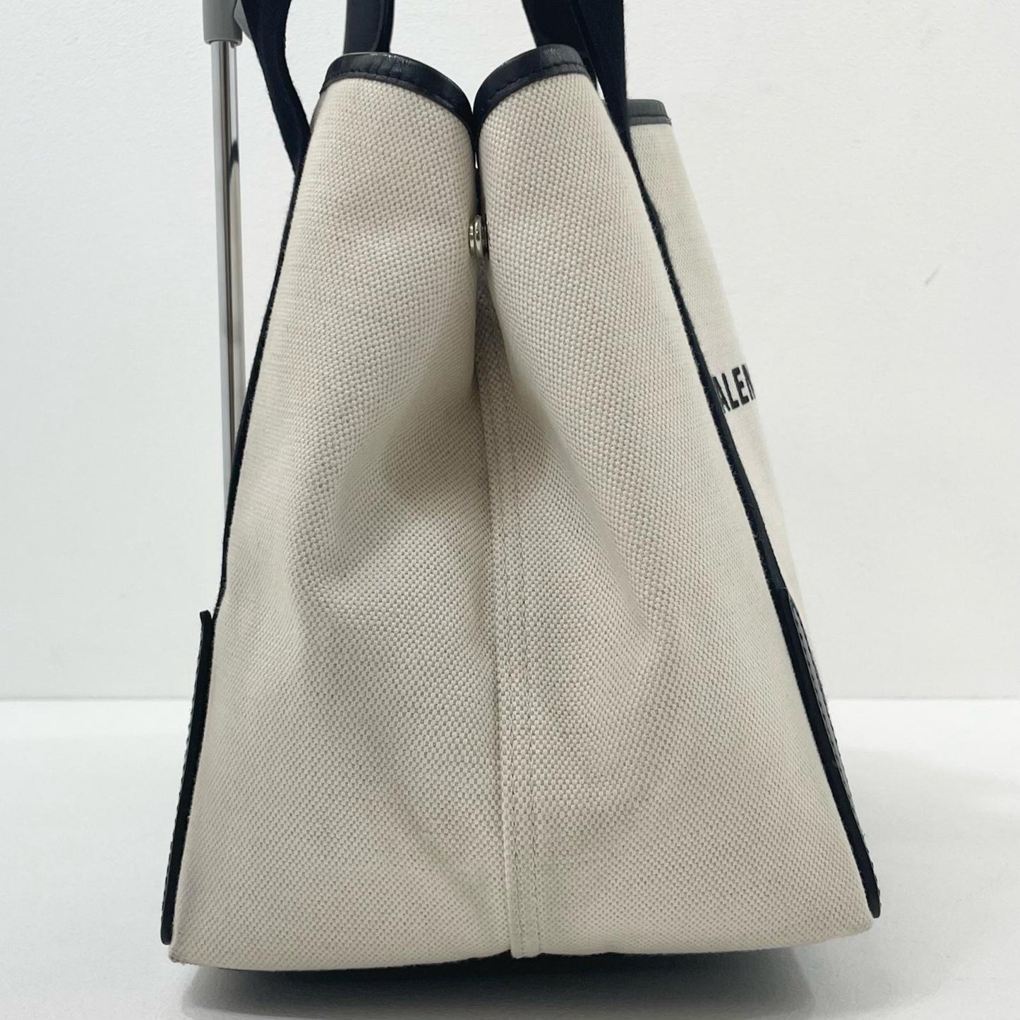 Balenciaga Cabas Handbag Tote Bag White Black 339933 With Pouch