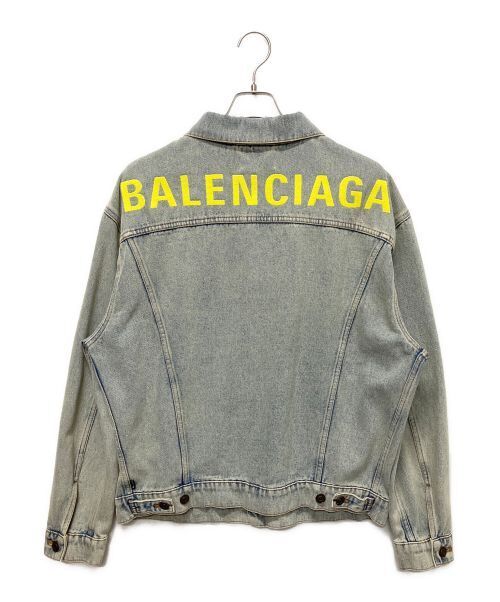 Balenciaga Back Logo Denim Jacket 557388 TDW15 Cotton Indigo Men Size XS