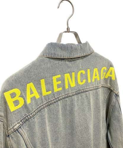 Balenciaga Back Logo Denim Jacket 557388 TDW15 Cotton Indigo Men Size XS