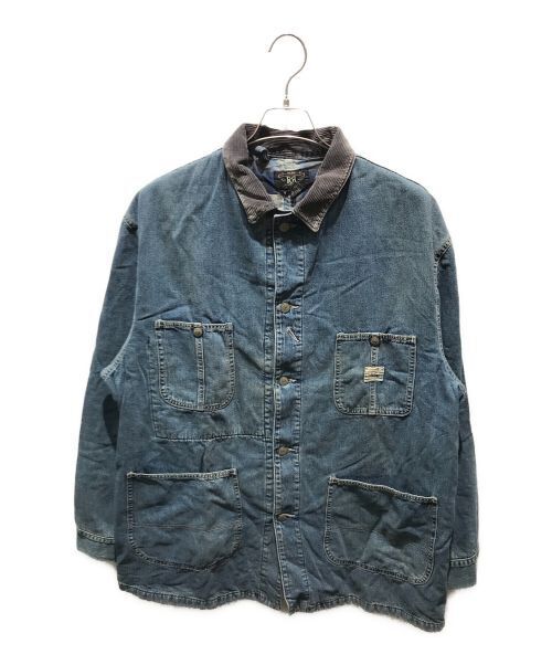 RRL Denim Coverall Three Star Tag 90s Indigo Cotton Denim Jacket Men Size L