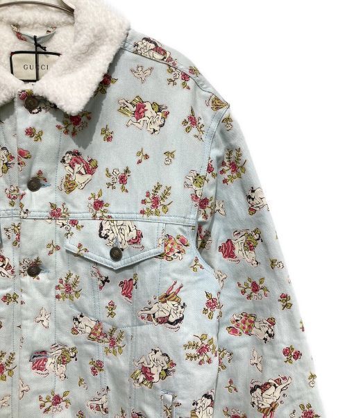 Gucci Boa Denim Jacket 524377 XDAXG Sky Blue Flower Men Size M Good Condition