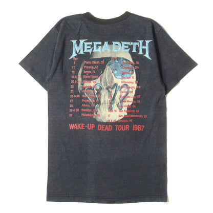 80S Megadeth Wake-Up Dead Tour 1987 Crew Neck Short Sleeve T-Shirt Black See Siz