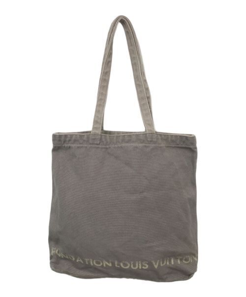 Louis Vuitton Tote Bag Canvas Cotton Gray Women Logo Good Condition