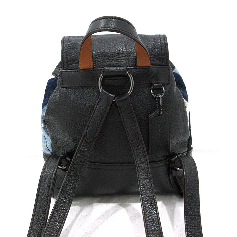 Coach Patchwork Mini Backpack 37743 Black Blue F122