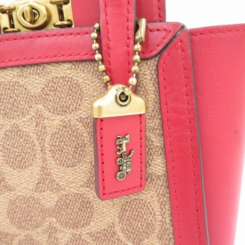 Coach Troupe Tote 16 2Way Handbag Shoulder Bag 84228 Red Brown F122