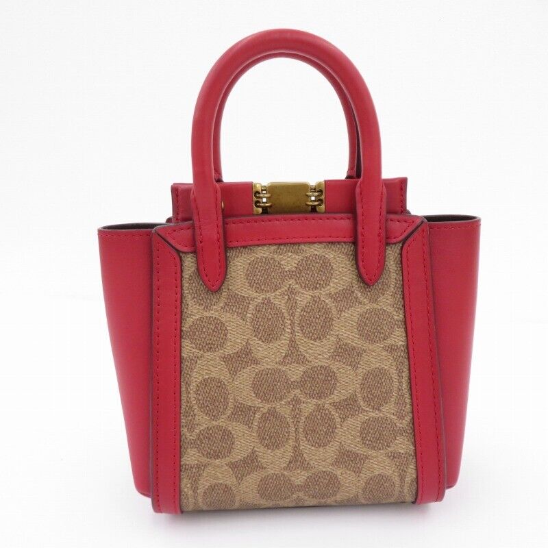 Coach Troupe Tote 16 2Way Handbag Shoulder Bag 84228 Red Brown F122