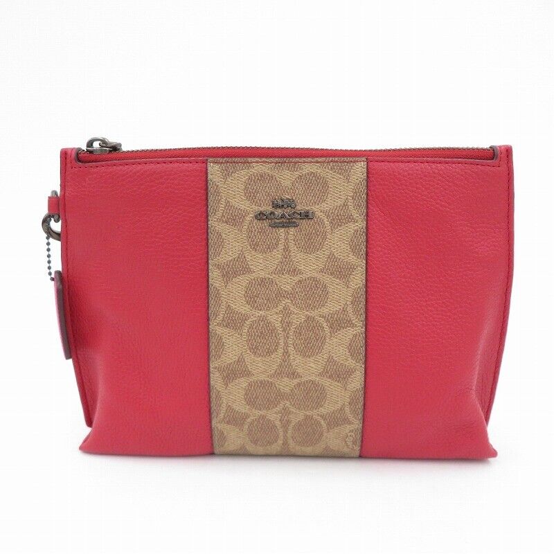 Coach Charlie Pouch Clutch Bag Second E1922-78372 Red Seto Ohashi Store