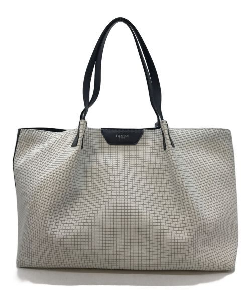 Serapian PVC Embossed Tote Bag White Women Excellent Condition