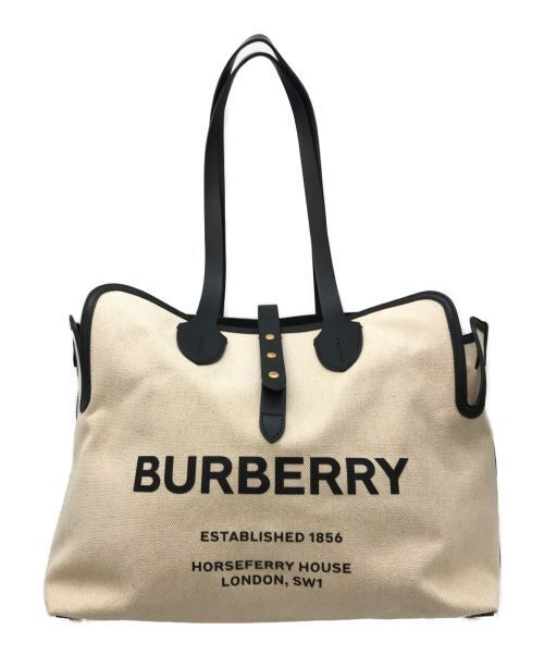 Burberry MD Soft Belt Tote N LL6 8010341 Ivory Logo With Pouch Women Excellent